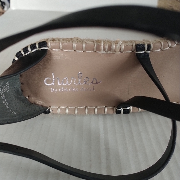 Charles by Charles David. Black Natural Nola Wedge Sandals 10M - Picture 7 of 12